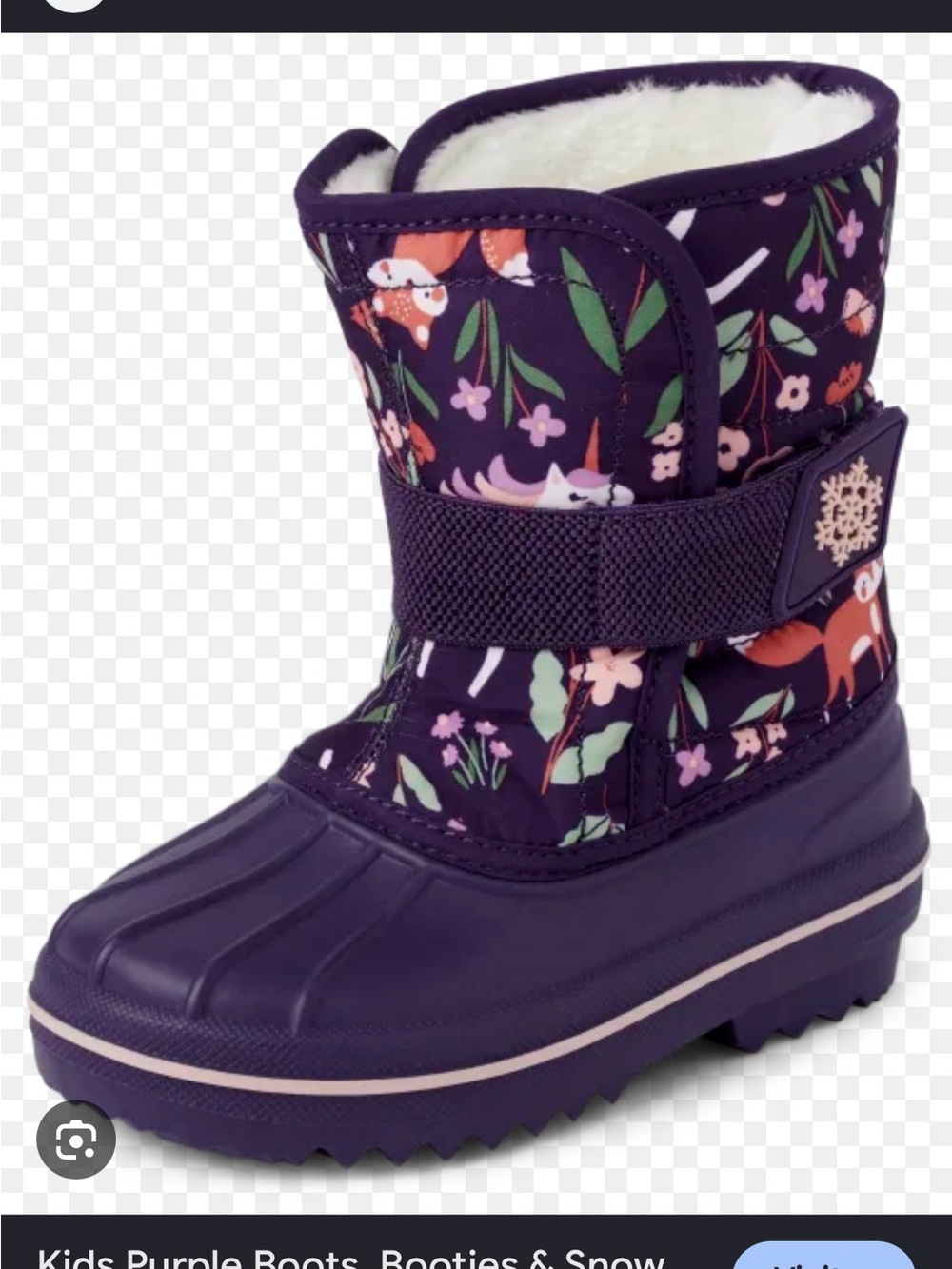 The Children’s Place purple fox snow boots. Size 9